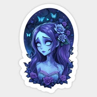 Colorful Corpse Bride and Butterflies Sticker